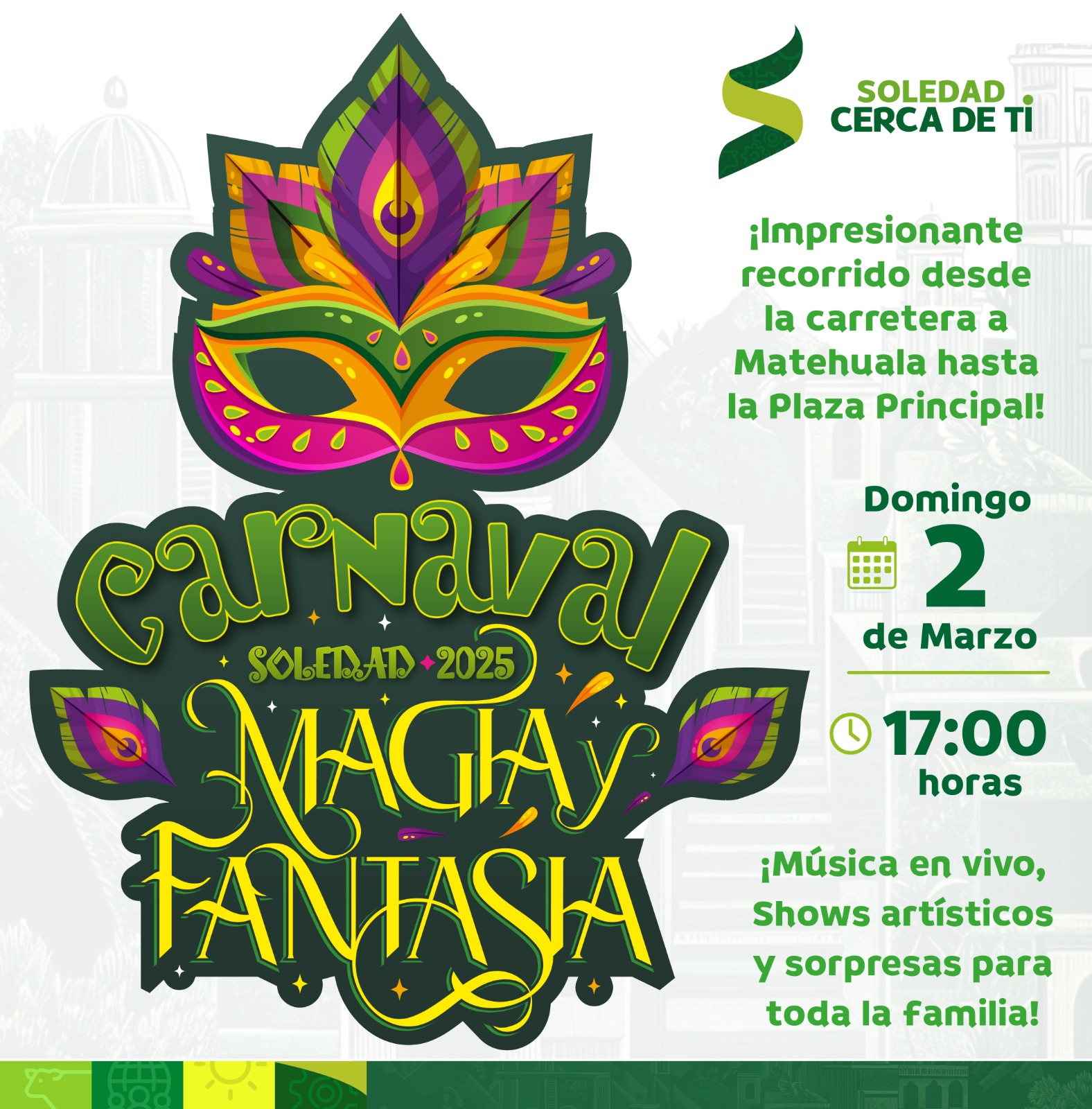 ¡Este domingo, vive y disfruta la magia del Carnaval Soledad 2025!